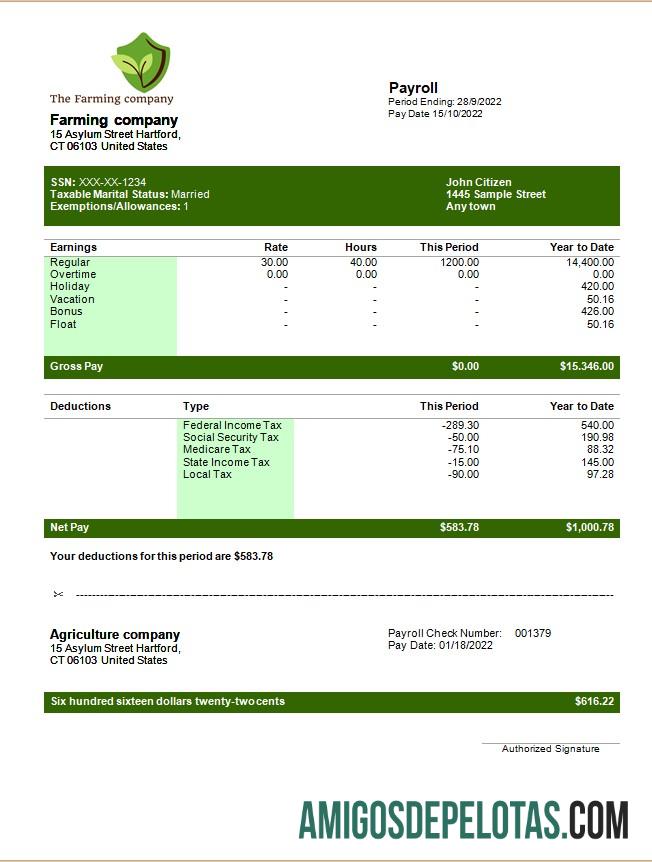 Em branco Modelo de declaração de ganhos editável para empresa agrícola em formatos Word e PDF